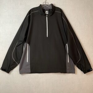 FootJoy FJ 1/2 Zip Pullover Windshirt Mens 2XL Black Gray White Long Sleeve READ